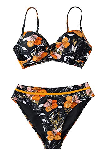 CUPSHE Women's Wrap Top Floral Bottom Bathing Suit Two Piece Sexy Swimsuit