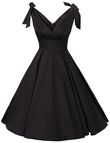 GownTown Women's 1950s V-Neck Bowknot Swing Cocktail Dress