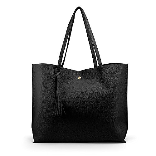 Oct17 Women Large Tote Bag - Tassels Faux Leather Shoulder Handbags, Fashion Ladies Purses Satchel Messenger Bags
