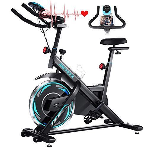 ANCHEER 49Lbs Exercise Bike Stationary, 330 Lbs Weight Capacity - Cycling Bike Heart Rate Monitor & Tablet Holder and LCD Monitor for Home Workout - JOY2ESpree