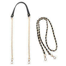 
                        
                          Load image into Gallery viewer, kilofly 2pc Gold Plated Faux Leather Removable Clutch Chain Shoulder Straps Set
                        
                      