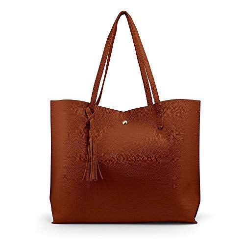 Oct17 Women Large Tote Bag - Tassels Faux Leather Shoulder Handbags, Fashion Ladies Purses Satchel Messenger Bags