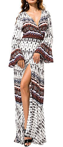 R.Vivimos Womens Summer Long Sleeve Cardigan Sexy Maxi Dresses