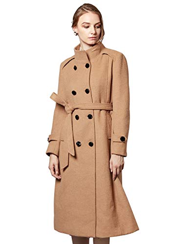 Escalier Women's Wool Trench Coat Winter Double-Breasted Jacket with Belts