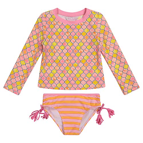 Tommy Bahama Girls' Long Sleeve 2-Piece Rashguard Swimsuit Bathing Suit
