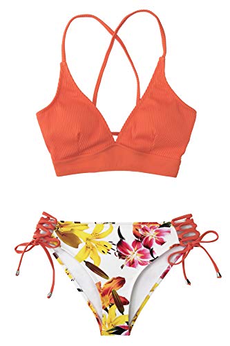 CUPSHE Women's Lace Up Bikini Swimsuit Adjustable Shoulder Straps Sets