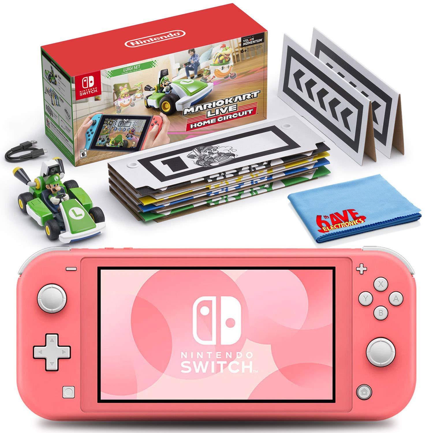 Nintendo Switch Lite (Gray) Bundle with Mario Kart Live: Home Circuit (Luigi Set) + 6Ave Cleaning Cloth - JOY2ESpree