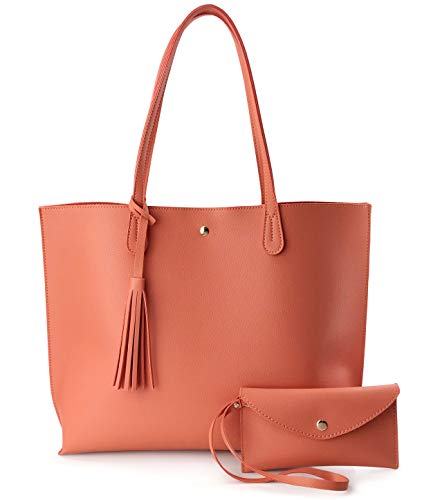 Minimalist Clean Cut Pebbled Faux Leather Tote Womens Shoulder Handbag