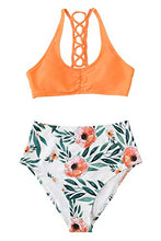 
                        
                          Muat gambar ke penampil Galeri, CUPSHE Women's High Waisted Bikini Floral Lace Up Two Piece Swimsuits
                        
                      