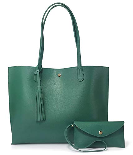 Minimalist Clean Cut Pebbled Faux Leather Tote Womens Shoulder Handbag