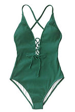 
                        
                          गैलरी व्यूवर में इमेज लोड करें, CUPSHE Women's Solid Color V Neck Lace Up One Piece Swimsuit
                        
                      