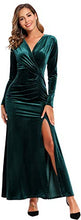
                        
                          Load image into Gallery viewer, Ababalaya Long Sleeve Wrap Velvet Long Formal Dresses Cocktail Dress
                        
                      