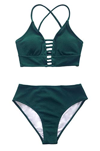 CUPSHE Women’s Bikini Swimsuit Floral Print Lace Up Strappy Two Piece Bathing Suit