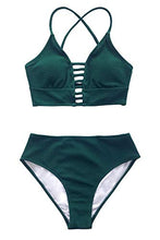 
                        
                          Load image into Gallery viewer, CUPSHE Women’s Bikini Swimsuit Floral Print Lace Up Strappy Two Piece Bathing Suit
                        
                      