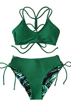 
                        
                          Load image into Gallery viewer, CUPSHE Women's Back Braided Straps Reversible Bottom Strappy Lace Up Bikini Sets
                        
                      