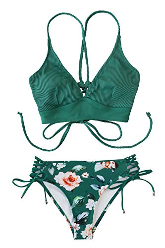 CUPSHE Women's Lace Up Bikini Swimsuit Adjustable Shoulder Straps Sets