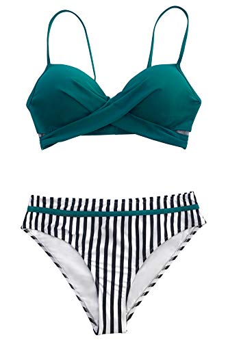 CUPSHE Women's Wrap Top Floral Bottom Bathing Suit Two Piece Sexy Swimsuit