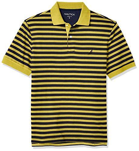 Nautica Men's Classic Fit 100% Cotton Soft Short Sleeve Stripe Polo Shirt - JOY2ESpree
