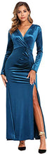 
                        
                          Load image into Gallery viewer, Ababalaya Long Sleeve Wrap Velvet Long Formal Dresses Cocktail Dress
                        
                      