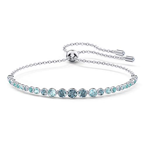 SWAROVSKI Women's Emily Bracelet Collection, Rhodium Finish, Blue Crystals - JOY2ESpree