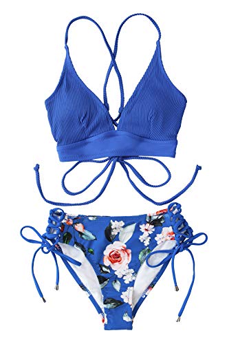 CUPSHE Women's Lace Up Bikini Swimsuit Adjustable Shoulder Straps Sets