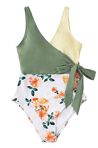 CUPSHE Women's One Piece Swimsuit Knotted Color Block Bathing Suit