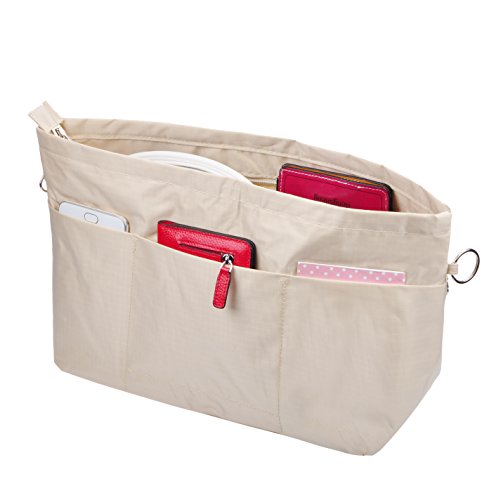 Vercord Purse Organizer Insert Bag Tote Handbags Pocketbook Inserts Organizers Zipper 11 Pockets Black Medium