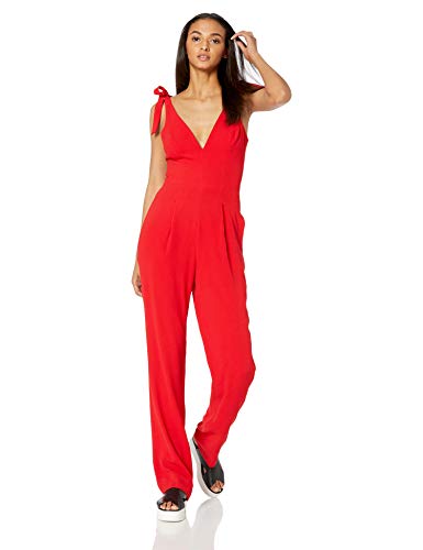 Dress the Population Women's Maira Sleeveless Plunging Dress Jumpsuit W Bows