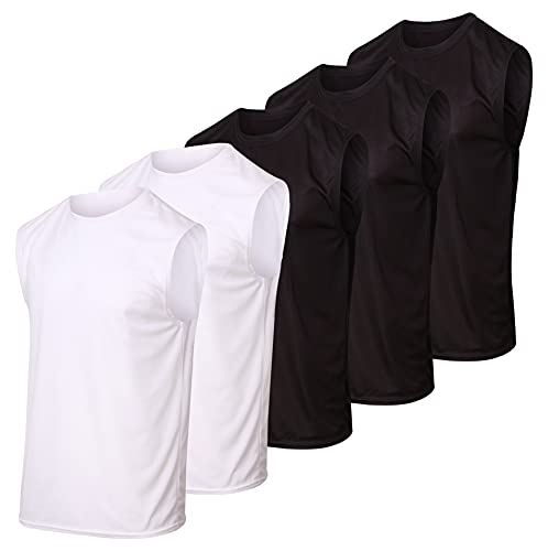 Real Essentials 5 Pack: Men's Mesh Active Athletic Tech Tank Top - Workout & Training Activewear