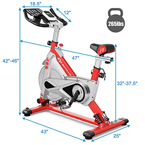 Goplus Adjustable Exercise Bike, Stationary Silent Bicycle with Dual-Spring Shock Absorption Design - JOY2ESpree
