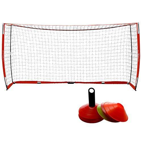 Pinty 12x6ft Soccer Goal, Knotless Kids' Soccer Net with 12pcs Soccer Cones Set in Multi Colors, Easy Setup Steel Poles and Portable Design - JOY2ESpree