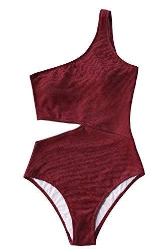 CUPSHE Women's One Piece Swimsuit One Shoulder Cut Out Ribbed Swimwear Bathing Suits - JOY2ESpree
