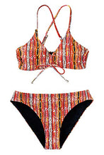 
                        
                          画像をギャラリービューアに読み込む, CUPSHE Women's Reversible Lace Up Bikini Sets Floral and Striped
                        
                      