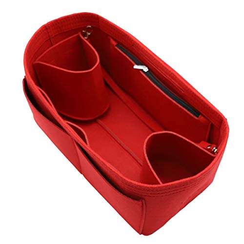 Felt Purse Organizer Insert Zipper Pocket with Two Removeable Bottle Holder