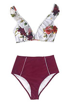 
                        
                          गैलरी व्यूवर में इमेज लोड करें, CUPSHE Women's High Waist Bikini Swimsuit Ruffle Floral Print Two Piece Bathing Suit
                        
                      