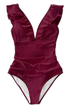 
                        
                          Muat gambar ke penampil Galeri, CUPSHE Women's V Neck One Piece Swimsuit Ruffled Lace Up Monokini
                        
                      