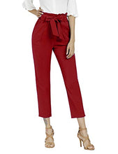 
                        
                          Load image into Gallery viewer, Freeprance Women's Pants Casual Trouser Paper Bag Pants Elastic Waist Slim Pockets
                        
                      