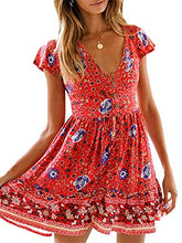 
                        
                          將圖片載入圖庫檢視器 KIRUNDO Women’s  Summer Hot Short Sleeve V-Neck High Waist Floral Print Mini Sun Dress
                        
                      