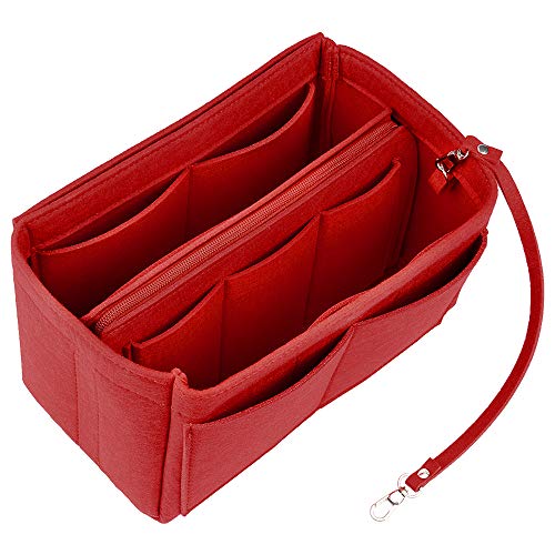 JessLab Felt Purse Organizer Insert with 14 Pockets and Detachable Zip Pouch