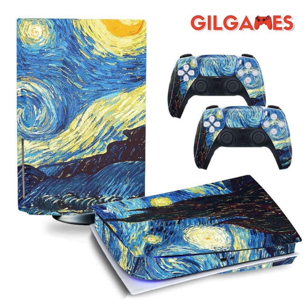 GilGames Skin Decals Faceplate for Playstation 5, Vinyl Protector Wrap Full Set Protective Cover Stickers Kit Console and Controller (Disk Edition) - JOY2ESpree