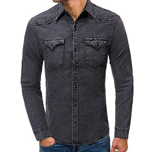 Cloudstyle Men's Regular Fit Button Down Casual Denim Shirts Long Sleeve Jean Shirts