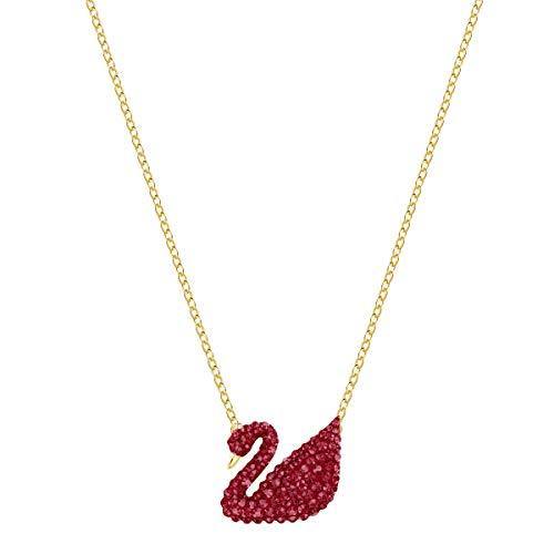 SWAROVSKI Women's Iconic Swan Jewelry Collection, Rose Gold Tone Finish, Red Crystals - JOY2ESpree