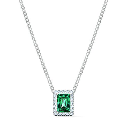 SWAROVSKI Women's Angelic Rectangular Jewelry Collection, Rhodium Finish, Green Crystals, Clear Crystals - JOY2ESpree