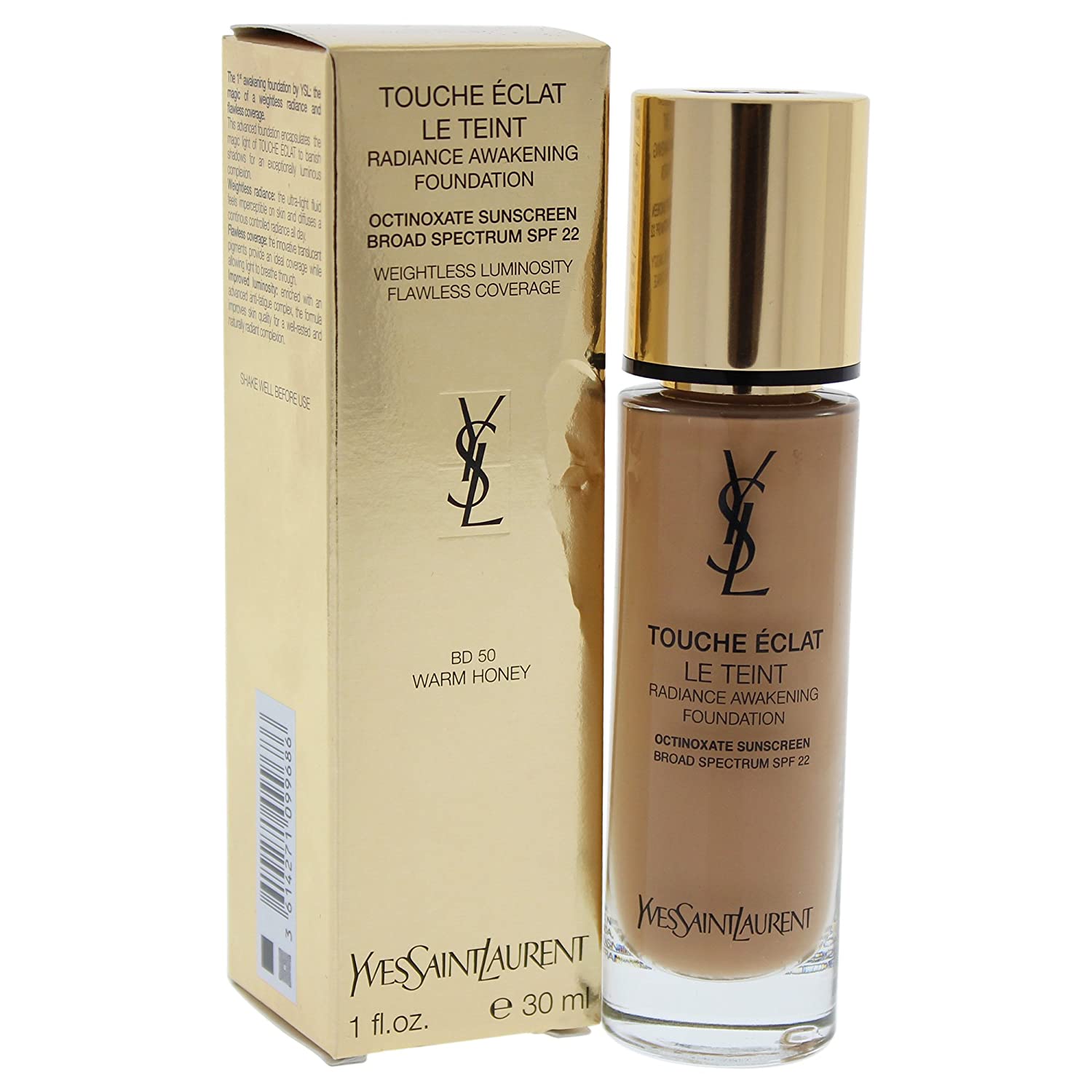 Yves Saint Laurent Le Teint Touche Eclat Radiance SPF 22 Awakening Foundation for Women, Almond, 1 Ounce