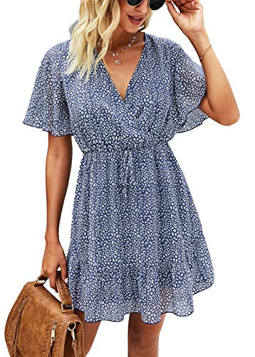 KIRUNDO 2021 Women’s Summer Short Sleeve Ruffle Floral Dress