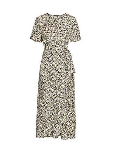 Miessial Women's Summer Chiffon V Neck Ruffle Maxi Dress Polka Dot Long Beach Wrap Dress