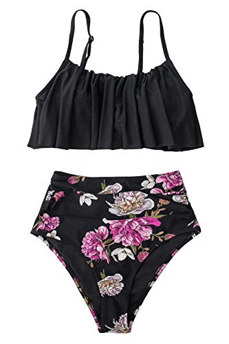 CUPSHE Women's High Waisted Falbala Bikini Set