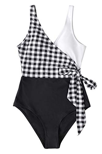 CUPSHE Women's One Piece Swimsuit Knotted Color Block Bathing Suit